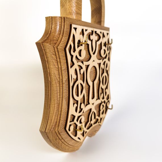 Ключниця дерев'янна Handmade  "Замок"  19x13 cm, Коричневий | Зображення 2