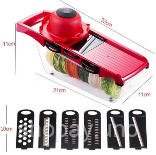 Овочерізка - мультислайсер Mandoline Slicer 6 in 1 · Тертка – шатківниця для овочів та фруктів з контейнером | Зображення 2