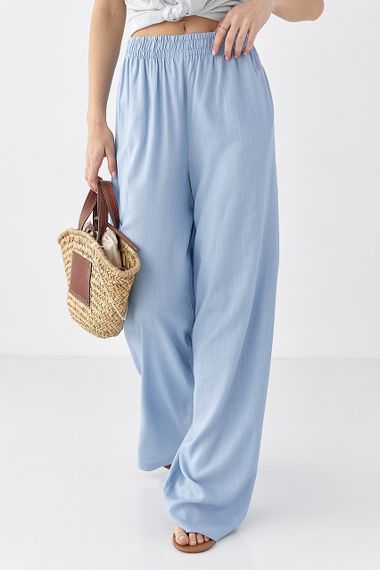 Літні штани на резинці вільного крою - джинс цвет, S (є розміри)