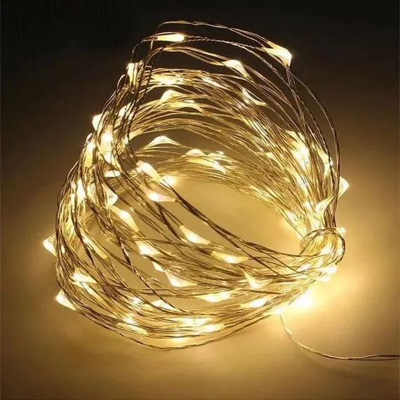 Универсальная гирлянда 5м Батарейка+USB тёплый свет 300 LED ∙ Гирлянда Батарейка+USB леска 5м с 300 LED