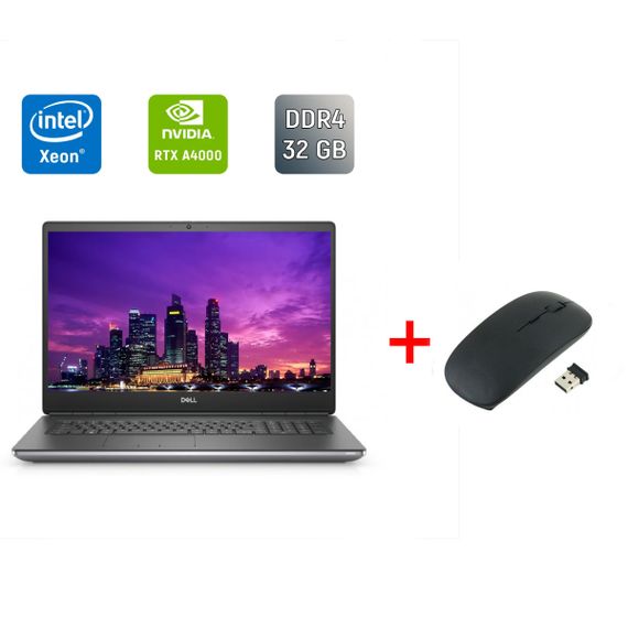 Мобильная рабочая станция Б-класс Dell Precision 7760 / 17.3" (3840x2160) IPS / Intel Xeon W-11855M (6 (12) ядер по 3.2 - 4.9 GHz) / 32 GB DDR4 / 512 GB SSD / nVidia RTX A4000, 8 GB GDDR6, 256-bit / WebCam / Windows 11 б/у + Подарок Беспроводная мышь