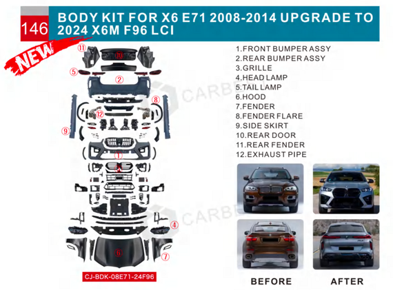Комплект рестайлинга в X6M F96 LCI для BMW X6 E-71 2008-2014 гг