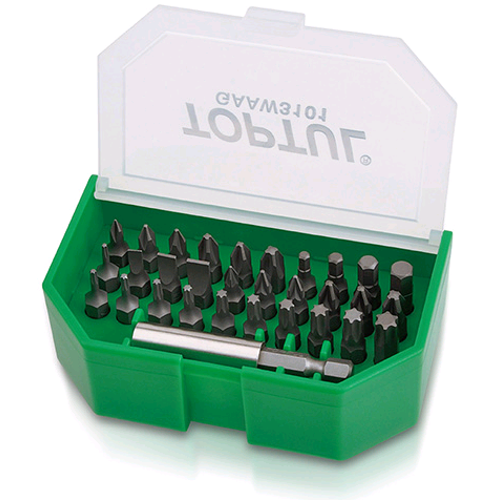 Набір біт для шурупокрута 31ед. TOPTUL 1/4" SL;PH;PZ;TORX;HEX + магнітний тримач GAAW3101 | Зображення 1