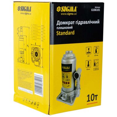 Домкрат Sigma гидравлический бутылочный 10т H 200-385мм (6106101) | Зображення 3