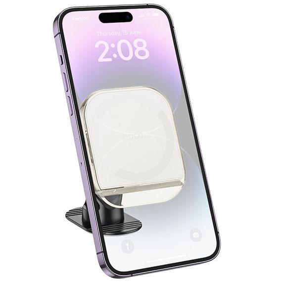 Автодержатель Hoco H43 Crystal ring magnetic (center console) White | Зображення 2