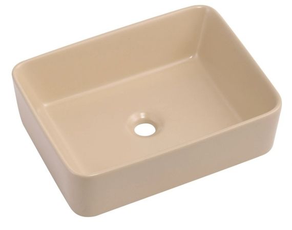 Раковина накладна Qtap Tern Beige, прямокутна, з донним клапаном QT17116069SB