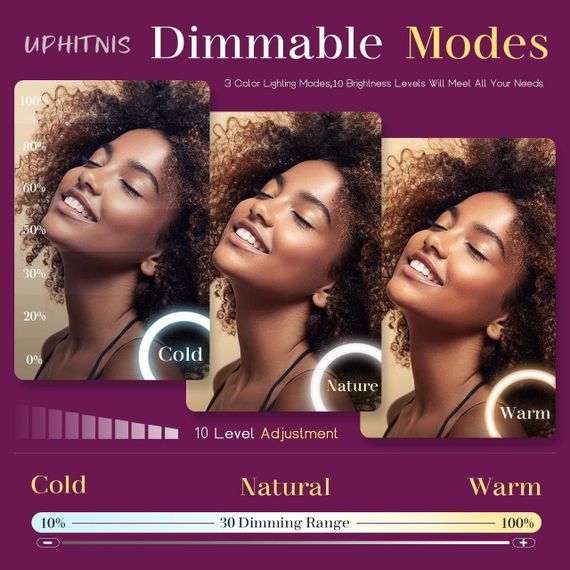 Кільцева лампа UPhitnis 35 см зі штативом і тримачем для телефона, кільцева лампа для селфі зі штативом | Зображення 7