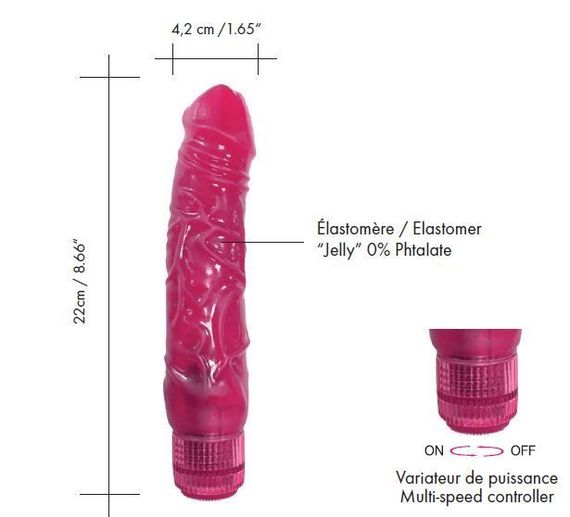 Фалоімітатор вібратор Dorcel Jelly Boy, діаметр 4,2см ТПЕ, плавне регулювання потужності вібрації | Зображення 1