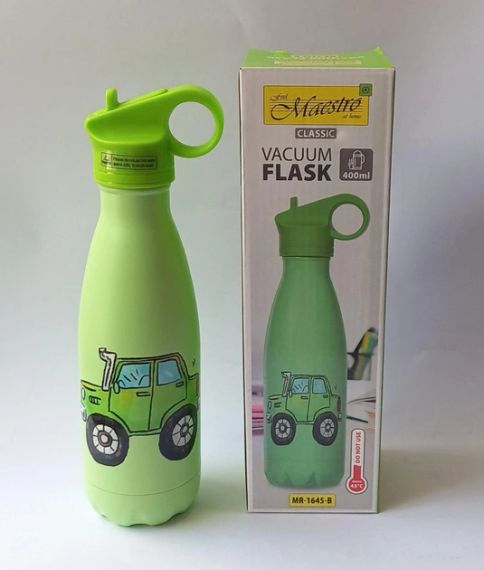 Термокружка дитяча Maestro MR-1645-B Car 400 мл з нержавіючої сталі з трубочкою герметична