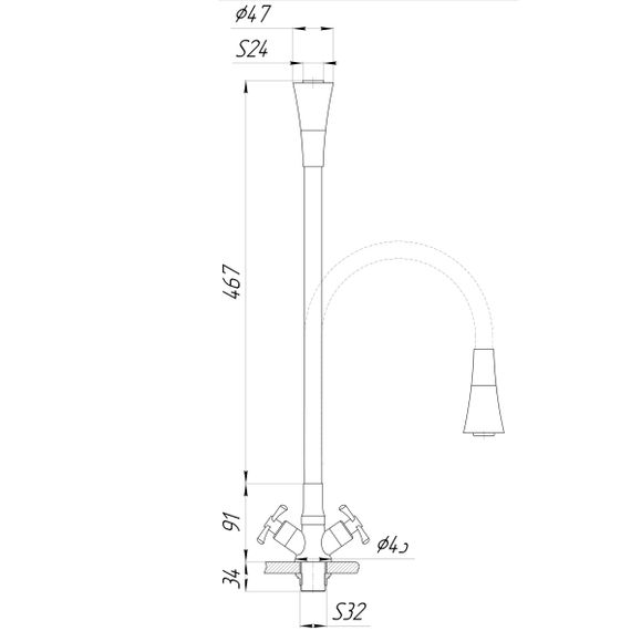 Змішувач для кухні DOMINO DK-H1-2N-103SK-G05 | Зображення 1