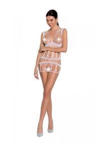 Бодістокінг-сукня Passion BS089 white, міні, плетіння у вигляді павутини sexstyle