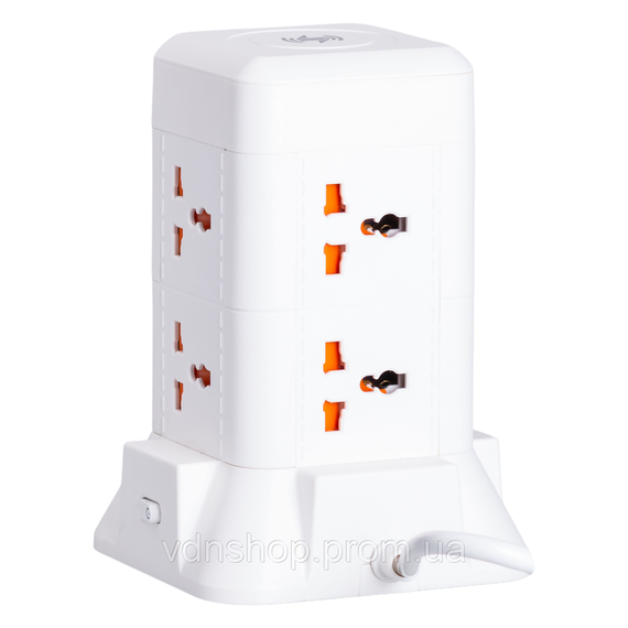 Мережевий фільтр подовжувач 4.8 м з лампою на 6 універсальних розеток з 2 USB, 1 Type-C, бездротова зарядка HP-5-3MF | Зображення 1