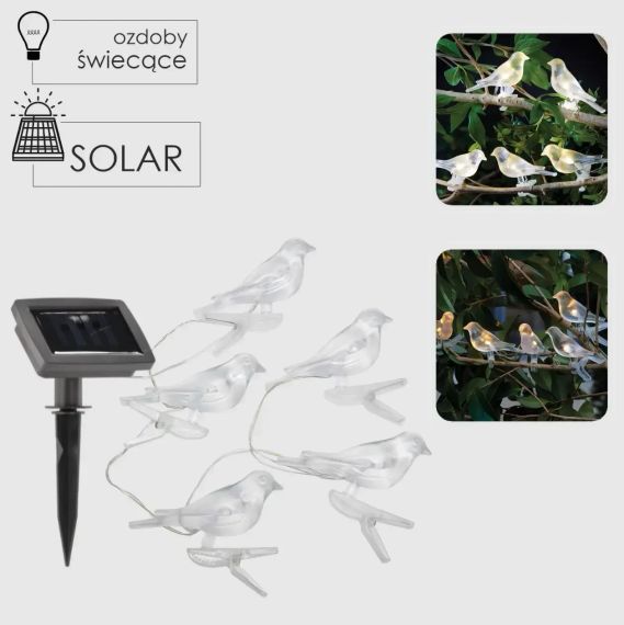 Садова сонячна гірлянда на сонячній батареї у формі птахів 5шт 2+1,2 м Garden Line SOL6063 | Зображення 2