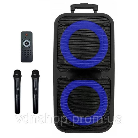 Караоке колонка с двумя микрофонами, Светящееся блютуз колонка с хорошим звуком Блютуз радио NR-30 | Зображення 7