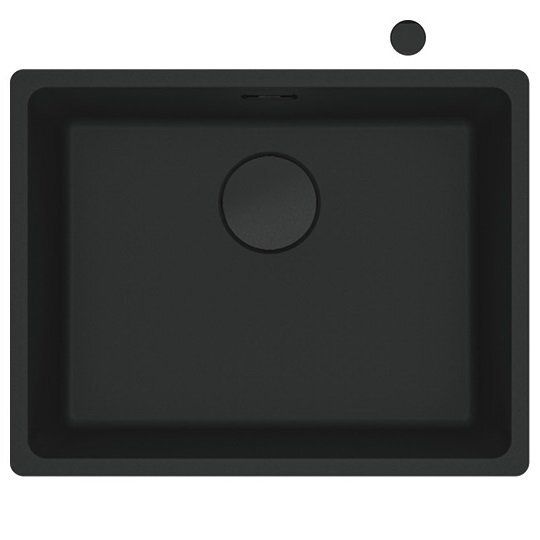 Мийка кухонна Franke Maris, фраграніт, прямокутник, без крила, 553х433х200мм, чаша - 1, MRG 110-52, чорний матовий (+вентиль) (125.0699.228)