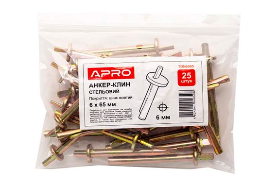 Анкер-клин потолочный Apro - 6 х 65мм (25шт) (TDN6065) | Зображення 1