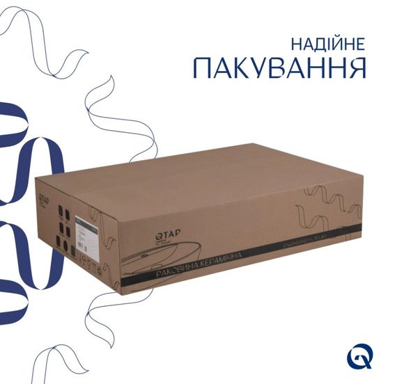 Раковина накладна Qtap Scorpio 550х390х120 мм, White, прямокутна, без донного клапана QT14112243WN | Зображення 2