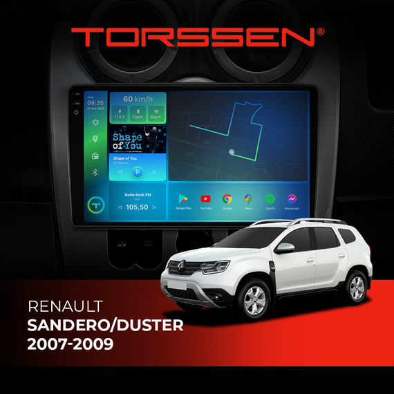 Штатна магнітола Torssen 2K Renault Sandero/Duster 07-09 F96128 4G Carplay DSP