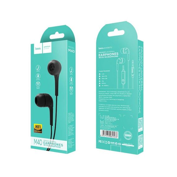 Навушники HOCO M40 Prosody universal earphones with microphone Black | Зображення 6
