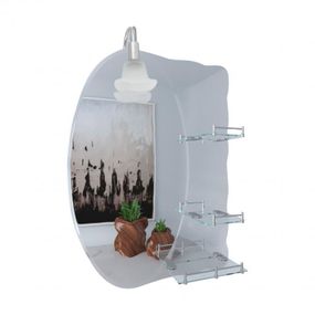 Дзеркало Lidz Sofi 140.07.05 480х675х100 настінне з 3 полицями асиметичне, зі світильником LD78SO4867