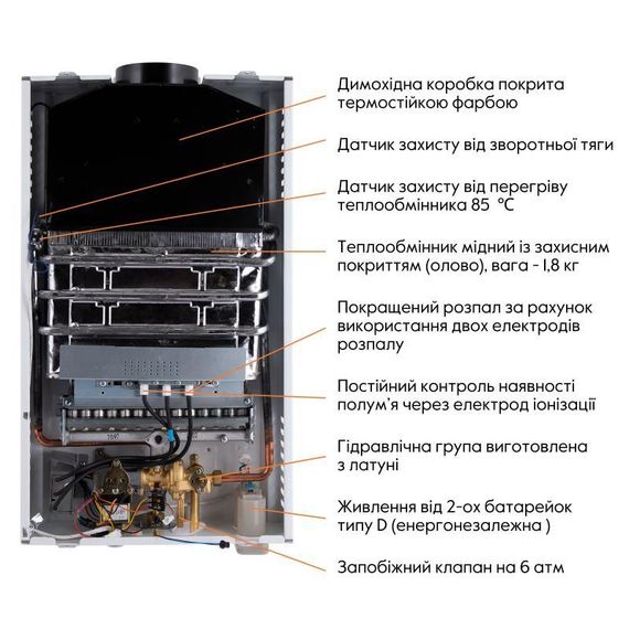Колонка газовая дымоходная Thermo Alliance JSD20-10CLM 10 л White | Зображення 6