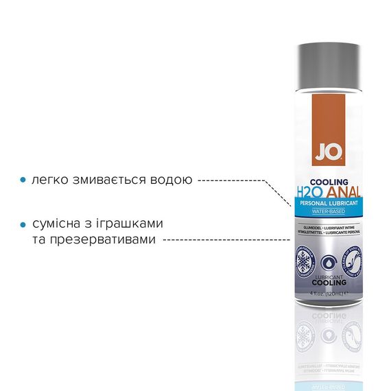 Анальна змазка JO ANAL H2O — COOLING (120 мл) охолоджувальна, на водній основі | Зображення 2
