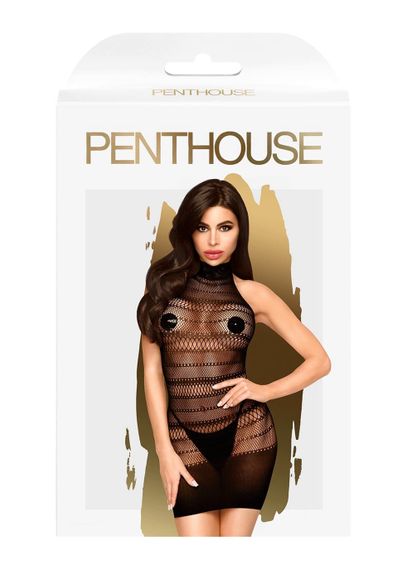 Мини-платье сетка с горлом Penthouse - Epic Night, Черный, XL, XL | Зображення 2
