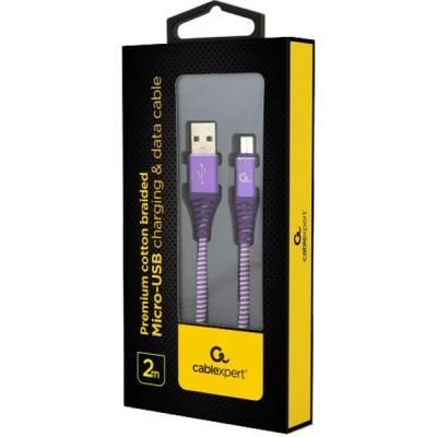 Дата кабель USB 2.0 Micro 5P to AM Cablexpert (CC-USB2B-AMmBM-2M-PW) | Зображення 1