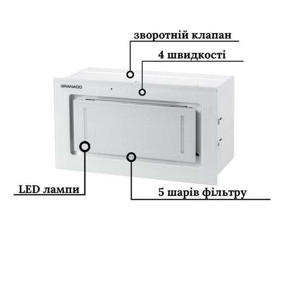 Витяжка кухонна GRANADO Palamos 1614-1200 white glass (GCH486455) | Зображення 2