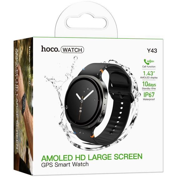 Смарт-годинник Hoco Y43 Amoled Smart sports watch (call version) Black | Зображення 1