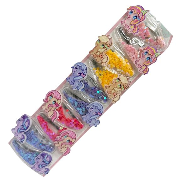Детский зажим для волос "Мини единорожки" 0109-126, 10 штук