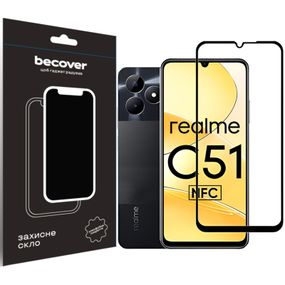 Стекло защитное BeCover Realme C51 Black (710301)
