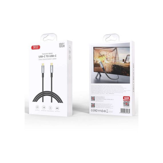 Дата кабель USB-C to USB-C 1.0m 100W PD black XO (GB020-CC.tranish) | Зображення 3