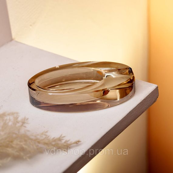 Скляна попільничка для сигарет 13х7.5х2.5 см попільничка декоративна настільна Золотиста HP-4-134 | Зображення 3