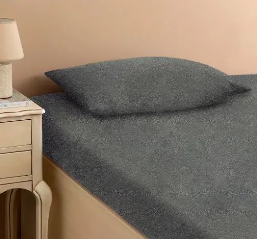 темно-серая Простынь махровая на резинке с наволочками Anisa (220х240+30 см) | Зображення 2