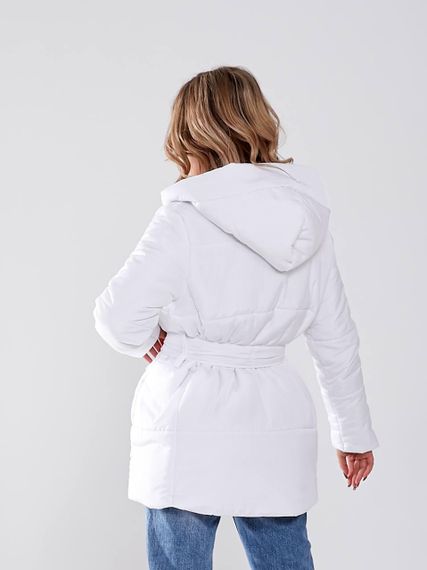 Жіноча зимова куртка з поясом, арт. 505, білий | Зображення 1