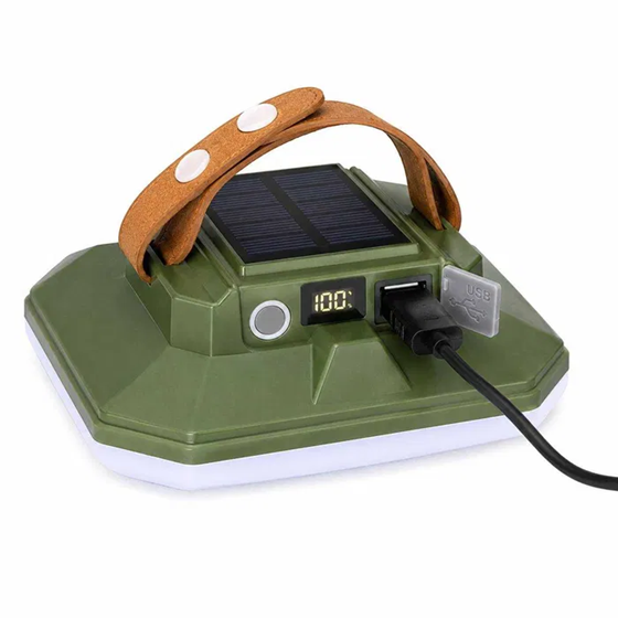 Кемпинговая аккумуляторная LED лампа Bailong JK-06 с солнечной панелью и Power Bank 7 режимов 5 Вт Зеленый