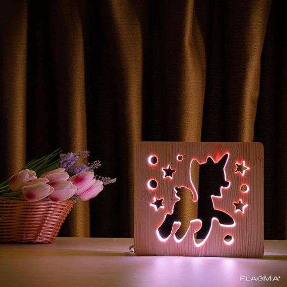 Светильник ночник ArtEco Light из дерева LED "Пони-единорог" с пультом и регулировкой... | Зображення 1