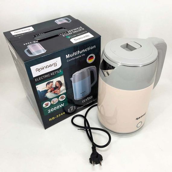 Электрочайник дисковый Rainberg RB-2244 2000 Вт 2л, стильный электрический чайник. WU-672 Цвет: розовый | Зображення 7