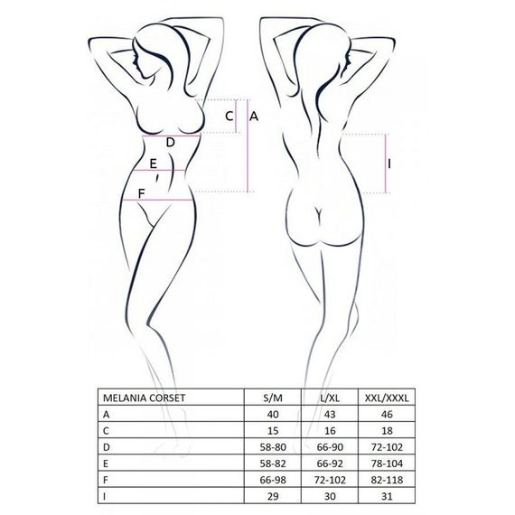 Корсет з пажами Passion MELANIA CORSET XXL/XXXL, black, трусики, напівпрозорий | Зображення 6