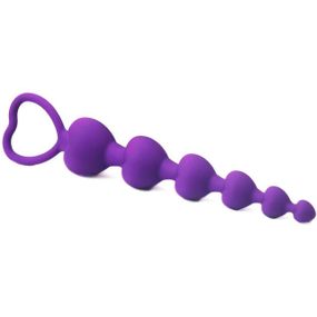 Анальний ланцюжок силіконовий з намистинами HeartBeads 14.5 см Фіолетовий