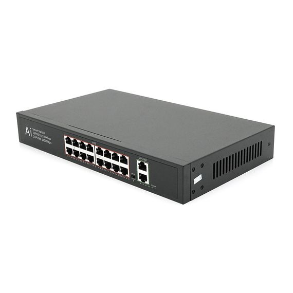POE коммутатор Merlion 16 POE 10/100 + 2 RJ45 10/100/1000 + встроенный БП 52V | Зображення 1