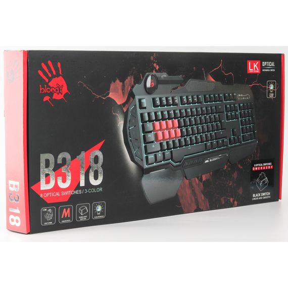 Клавіатура A4Tech Bloody B318 Black USB Black (Bloody B318 Black LK Black) | Зображення 3