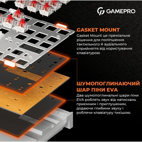 Клавіатура GamePro MK180W Hot-Swap Red Swich RGB USB UA White (MK180W) | Зображення 3