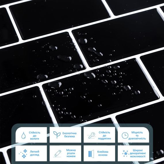 Самоклеюча поліуретанова плитка чорна цегла 305х305х1мм (D) SW-00001186 | Зображення 3