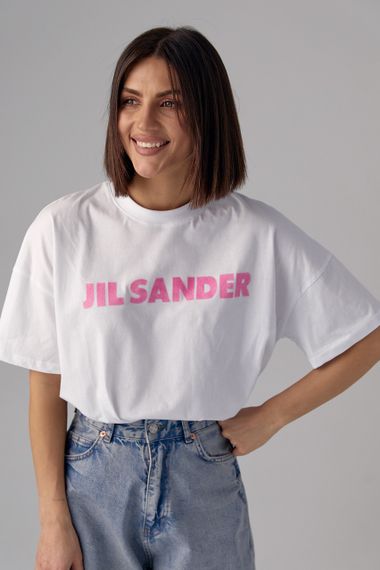 Женская футболка с надписью Jil Sander - белый цвет, L (есть размеры)