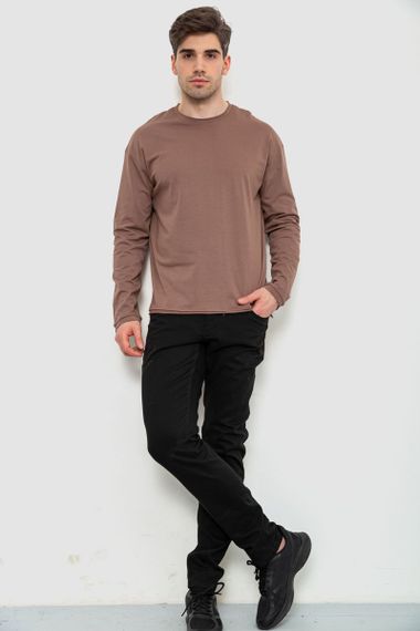 Чоловічий лонгслів однотонний, колір коричневий, 102R3308 | Зображення 1