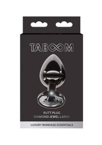 Анальний корок L чорний металевий з чорним каменем Butt Plug With Diamond Jewel Taboom