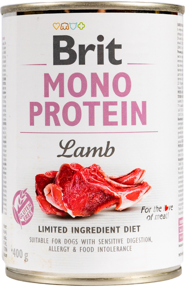 Вологий корм консерва Brit Mono Protein для дорослих собак, ягня 400г, ягня 400г