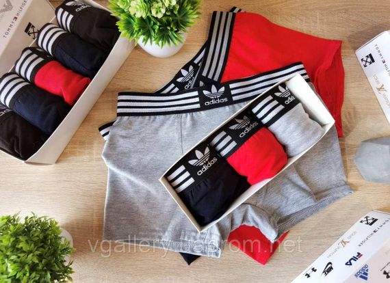 Чорні труси Адідас - 4 шт в коробці, чорні чоловічі труси Adidas, набор чорних трусов 4 шт в коробці | Зображення 6